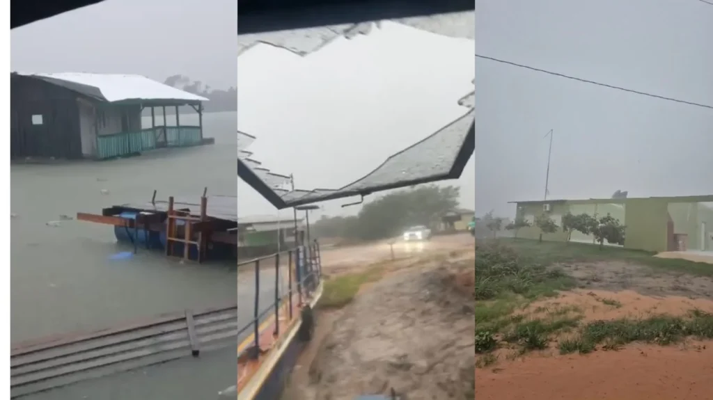Vídeos mostram casas destruídas e imóveis arrastados por temporal em MT; veja