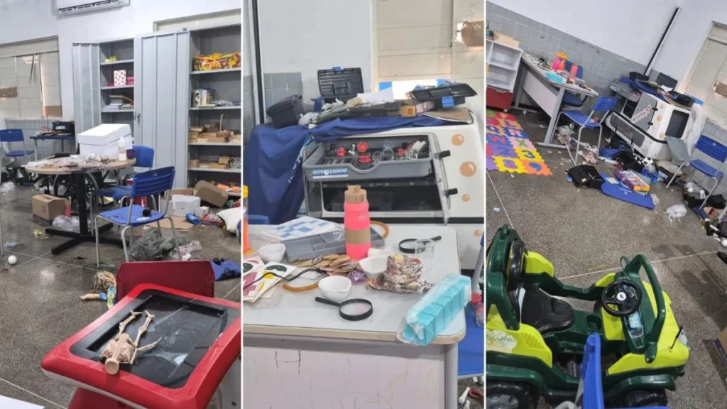Escola é invadida durante a madrugada e tem materiais revirados em Cuiabá